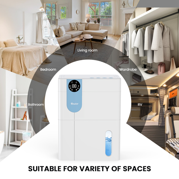 152 OZ Dehumidifiers for Home, Quiet Dehumidifier for Basement with Large Water Tank, Dehumidifiers for Bathroom Bedroom RV Closet with Auto Shut Off and Night Light【FBA发货 亚马逊禁售】