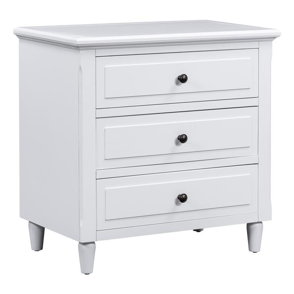 3-Drawer Nightstand Storage Wood Cabinet