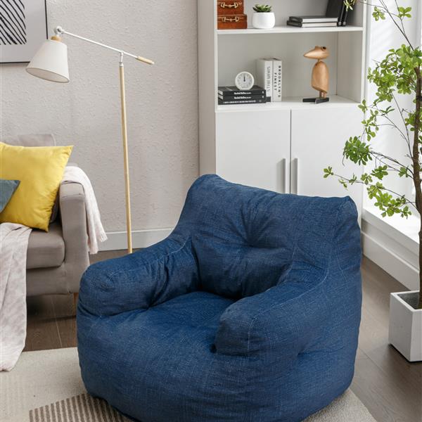 010-Soft Velvet Fabric Bean Bag Chair Filled With Memory Sponge,Blue