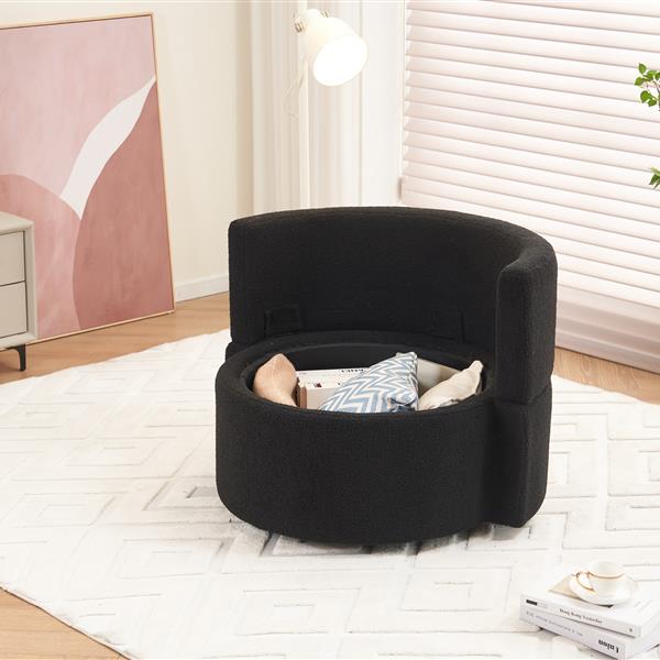 Fabric Swivel And Storage Chair With Back Cushion For Living Room,Black