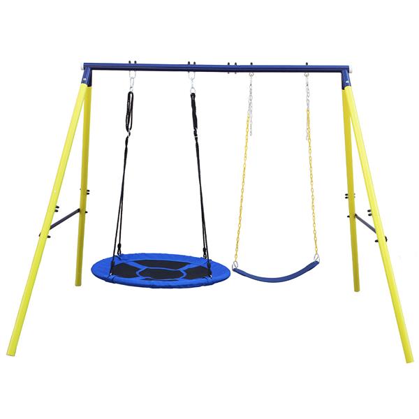 Indoor/Outdoor Metal Swing Set with Safety Belt for Backyard