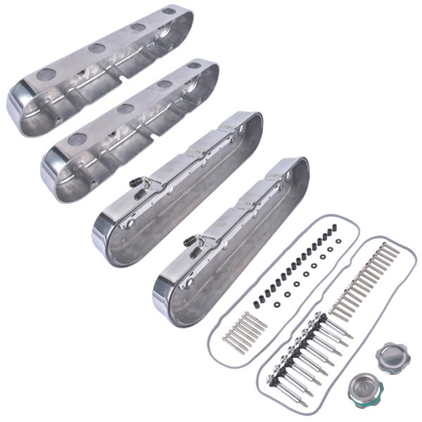 Aluminum Polished Valve Covers JM8082-2P for Chevy Small Block V8 GEN III/IV LS