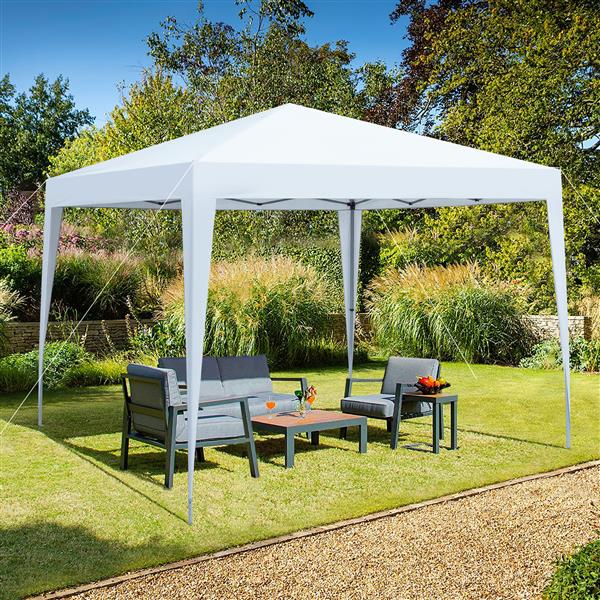 Outdoor 10x 10Ft Pop Up Gazebo Canopy Tent Removable Sidewall with Zipper,2pcs Sidewall with Windows,with 4pcs Weight sand bag,with Carry Bag,White