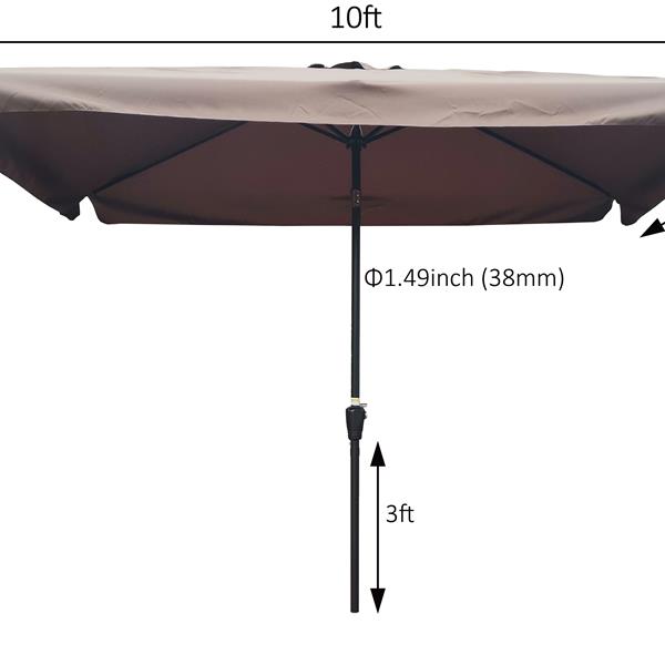 10 x 6.5ft Rectangular Patio Umbrella Outdoor Market Umbrellas with Crank and Push Button Tilt for Garden Swimming Pool Market