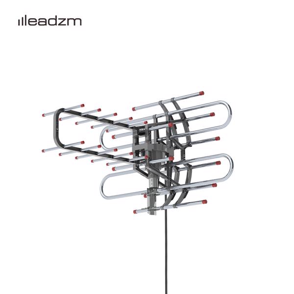 Leadzm TA-851B 350°Rotation UV Dual Frequency 45-860MHz 22-28dB Open Antenna Silver Gray