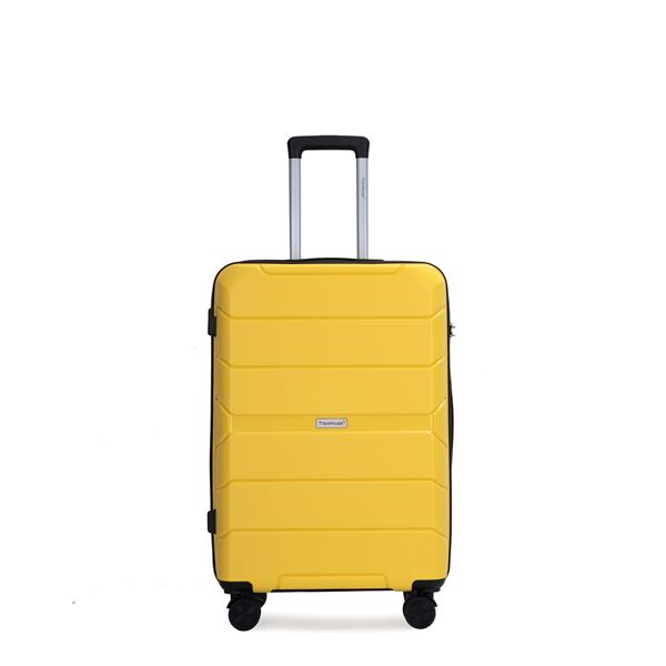 Hardshell Suitcase Spinner Wheels PP Luggage Sets Lightweight Durable Suitcase with TSA Lock,3-Piece Set (20/24/28) ,Yellow