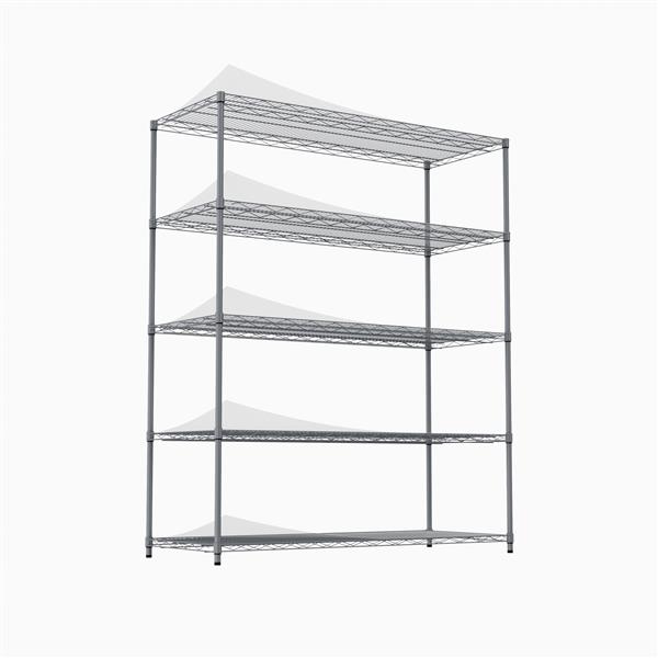 5-tier heavy-duty adjustable shelving and racking, 300 lbs. per wire shelf, with wheels and shelf liners, for warehouses, supermarkets, kitchens, etc. 59.45 "L × 24.02 "W × 71.65 "H,Gray