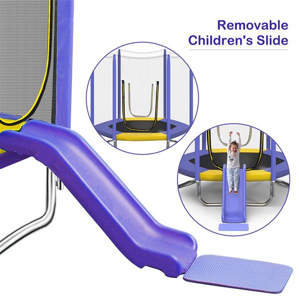 7FT Trampoline for Kids with Safety Enclosure Net, Slide and Ladder, Easy Assembly Round Outdoor Recreational Trampoline