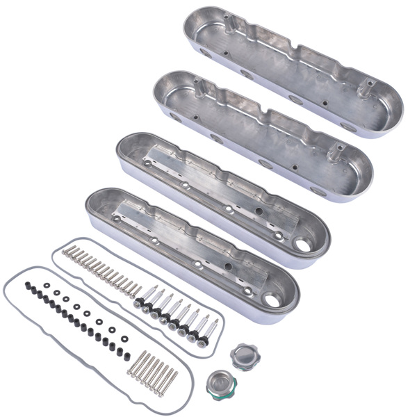 Aluminum Polished Valve Covers JM8082-2P for Chevy Small Block V8 GEN III/IV LS