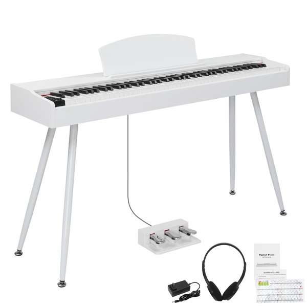 GDP-203 88 Key Standard Full Weighted Keyboards Digital Piano with Metal Stand, Power Adapter, Triple Pedals, Headphone，for All Experience Levels White