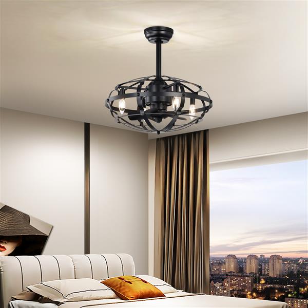 Hot Sell Industrial Ceiling Fan Light Kit for Living Room Bedroom Kitchen and Bladeless Caged Ceiling Fan with Lights