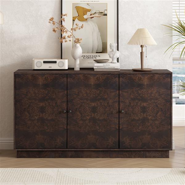 Wood Pattern Storage Cabinet with 3 Doors, Suitable for Hallway, Entryway and Living Rooms.