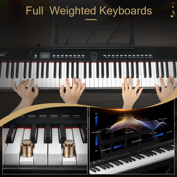 【AM not for sale 】Glarry GPP-105 88 Key Full Size Semi-Weighted Standard Keyboards Digital Piano with Dual-tube X-Shape Stand, MIDI Bluetooth, Headphone，for Piano Lover Black color