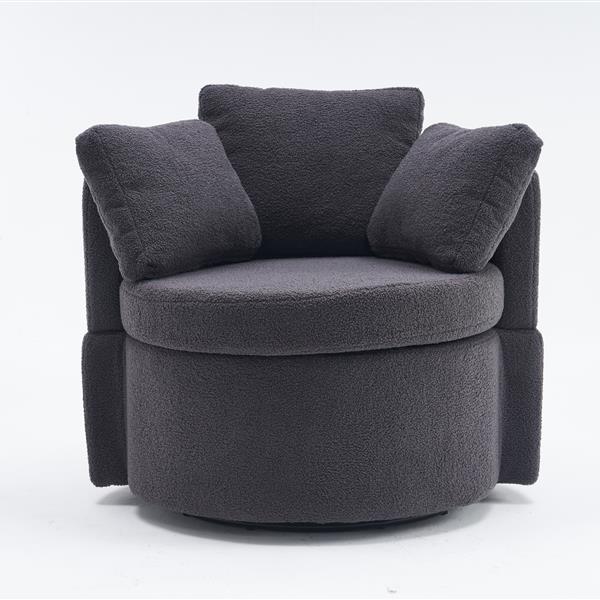 Fabric Swivel And Storage Chair With Back Cushion For Living Room,Dark Gray