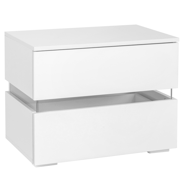 RGB LED Double Side Cabinet Bedside Table White