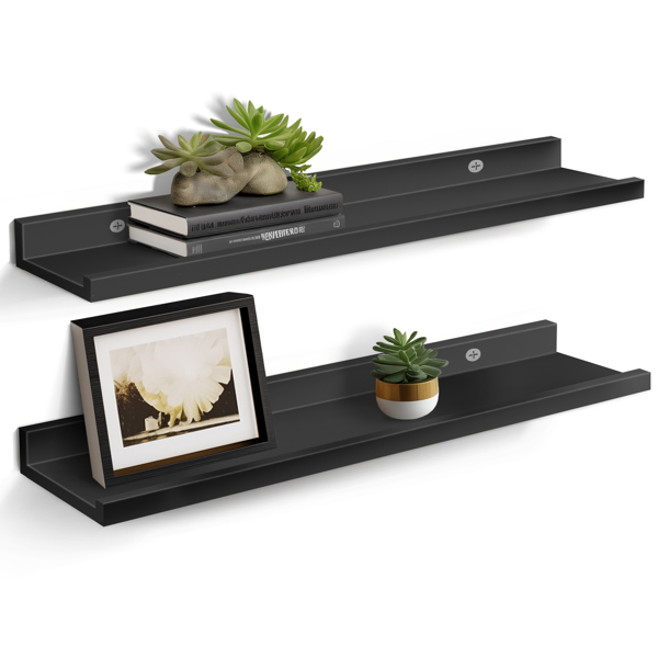 24” Floating Shelves for Wall Décor Storage, Set of 2, Wood for Bedroom, Living Room, Bathroom, Kitchen, Picture Ledge and Farmhouse（No shipments on weekends）