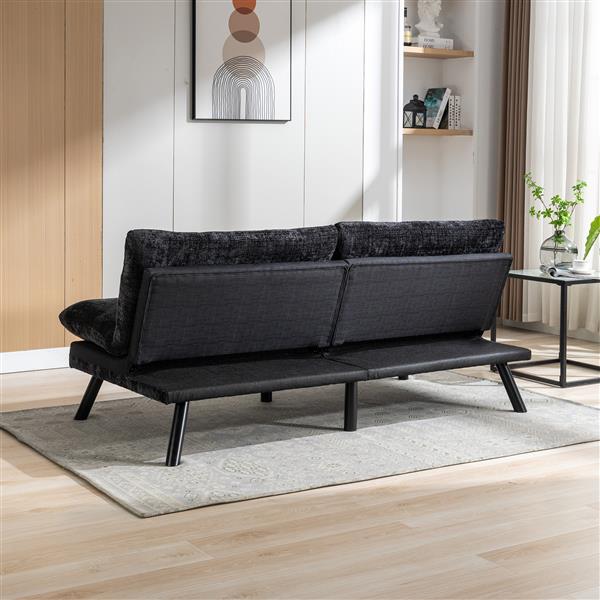 Convertible Sofa Bed  Loveseat Futon Bed Breathable Adjustable Lounge Couch with Metal Legs,Futon Sets for Compact Living Space  Chenille