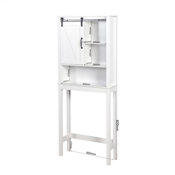 Over-the-Toilet Storage Cabinet, Space-Saving Bathroom Cabinet, with Adjustable Shelves and A Barn Door 27.16 x 9.06 x 67 inch