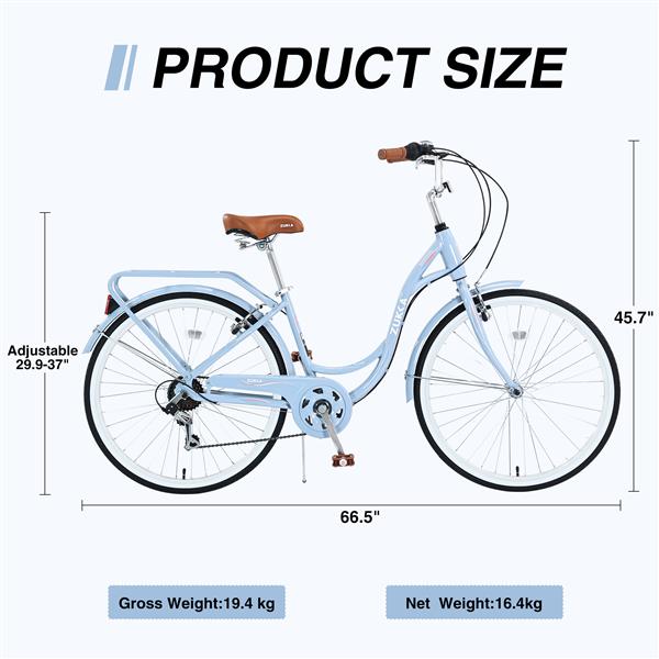 7 Speed, Steel Frame, Multiple Colors 26 Inch Ladies bicycle