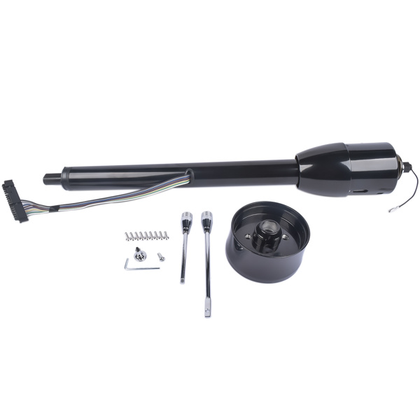 28" Black Stainless Tilt Steering Column Manual Floor Shift No Key with Adapter