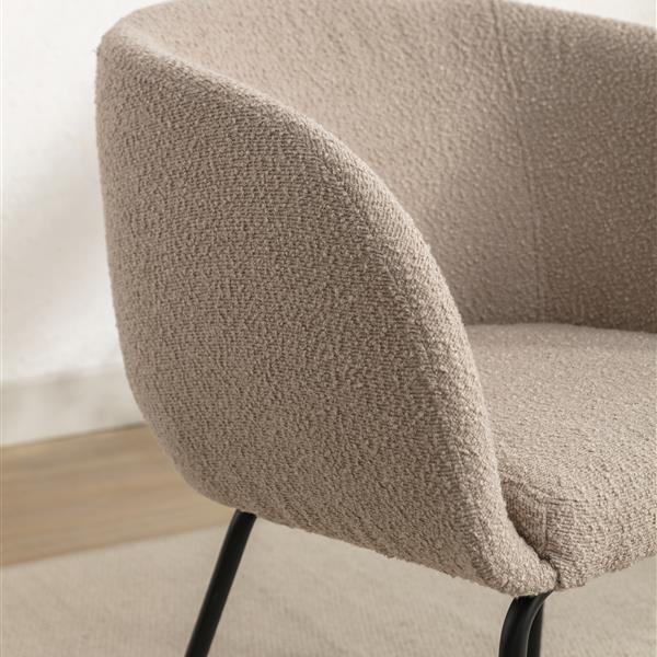 039-Set of 1 Fabric Dining Chair With Black Metal Legs,Light Coffee