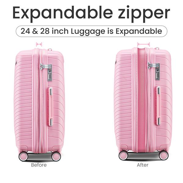 Luggage Sets 4 Piece(14/20/24/28), Expandable Lightweight Suitcase with 4 Double 360 Degrees Mute Spinner Wheels PP Materials Durable TSA Lock Travel Luggage