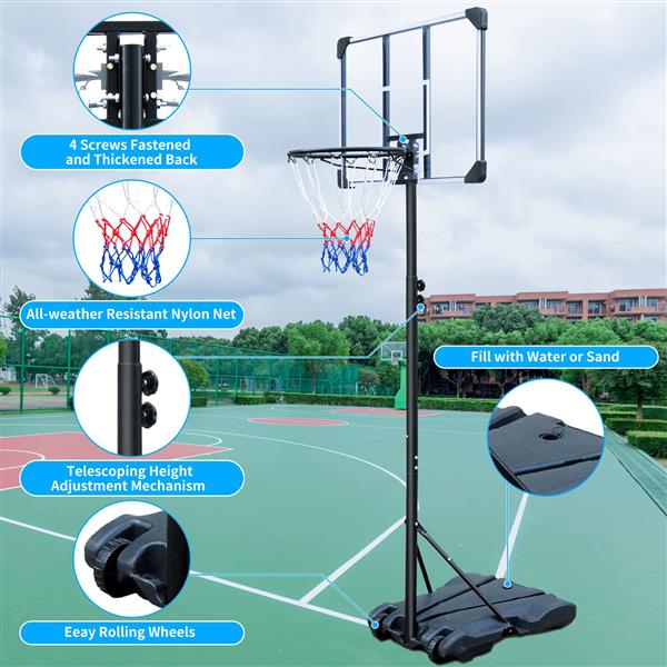 Basketball Hoop Portable Basketball Goal for Indoor Outdoor Basketball Stand 5.6-7 ft Adjustable 32 in Backboard with Wheels