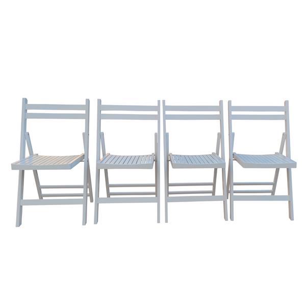 Furniture Slatted Wood Folding Special Event Chair - White, Set of 4, FOLDING CHAIR, FOLDABLE STYLE