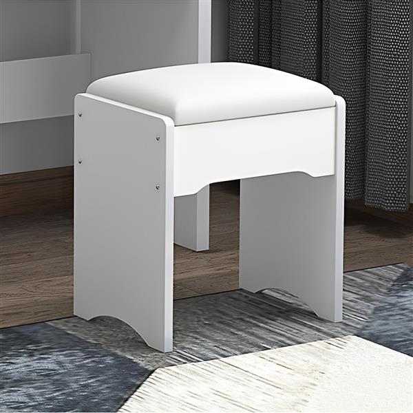 Fashion Vanity Desk with Mirror and Lights for Makeup and Chair, Vanity Mirror with Lights and Table Set with 3 Color Lighting Brightness Adjustable, 4 Drawers, White Color