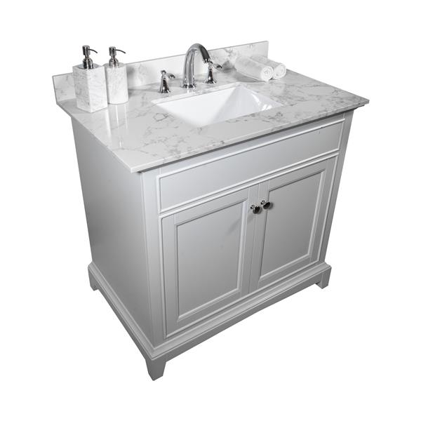 31inch bathroom vanity top stone carrara white new style tops with rectangle undermount ceramic sink  and back splash with 3 faucet hole  for bathrom cabinet