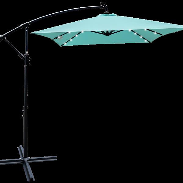 Rectangle 2x3M Outdoor Patio Umbrella Solar Powered LED Lighted Sun Shade Market Waterproof 6 Ribs Umbrella with Crank and Cross Base for Garden Deck Backyard Pool Shade Outside Deck Swimming Pool