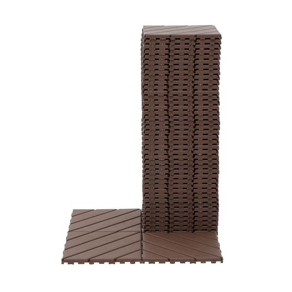 Plastic Interlocking Deck Tiles,44 Pack Patio Deck Tiles,12"x12" Square Waterproof Outdoor All Weather Use, Patio Decking Tiles for Poolside Balcony Backyard, Brown