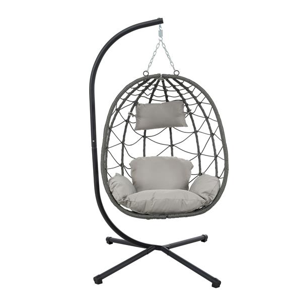 Egg Chair with Stand Indoor Outdoor Swing Chair Patio Wicker Hanging Egg Chair Hanging Basket Chair with Stand for Bedroom Living Room Balcony