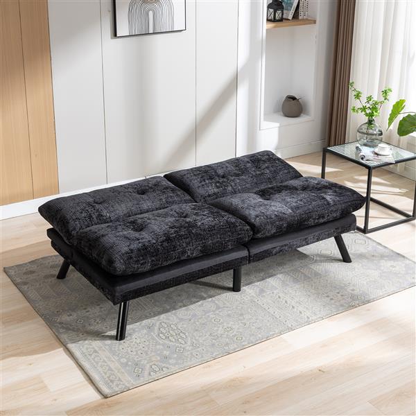 Convertible Sofa Bed  Loveseat Futon Bed Breathable Adjustable Lounge Couch with Metal Legs,Futon Sets for Compact Living Space  Chenille