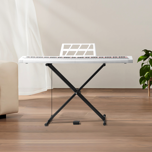 [Do Not Sell on Amazon]Glarry GPP-105 88 Key Full Size Semi-Weighted Standard Keyboards Digital Piano with Dual-tube X-Shape Stand, MIDI Bluetooth, Headphone，for Piano Lover White color