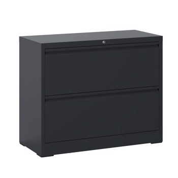 Lateral File Cabinet 2 Drawer, Black Filing Cabinet with Lock, Lockable File Cabinet for Home Office, Locking Metal File Cabinet for Legal/Letter/A4/F4 Size