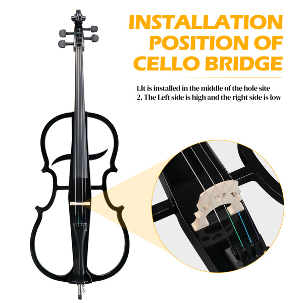 Full Size 4/4 Electric Style Cello with Case Bow Rosin Earphone Connecting line