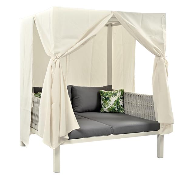 Outdoor Patio Sunbed with Curtains, High Comfort, Suitable for Multiple Scenarios