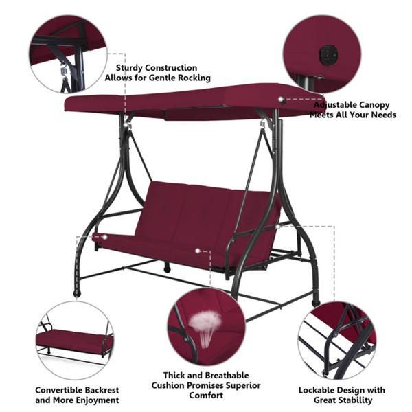 3-Seat Swing Chairs ，Convertible Swing Hammock Bed