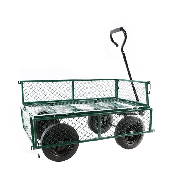 (Green solid wheels wagon cart) Solid wheels Tools cart Wagon Cart Garden cart trucks  make it easier to transport firewood