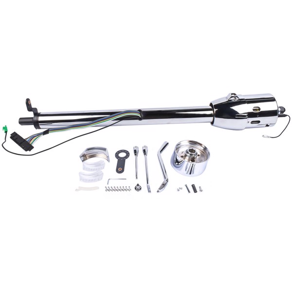 30" GM Steering Column Tilt Automatic No Key Universal W/ 9 Holes Adapter Chrome