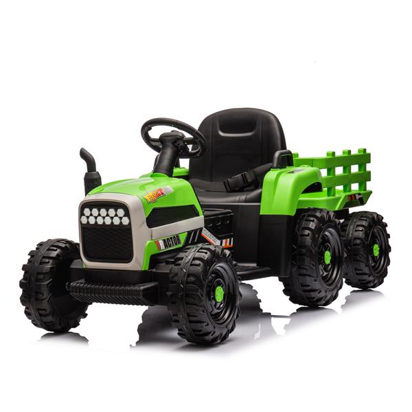 Ride on Tractor with Trailer,12V Battery Powered Electric Tractor Toy w/Remote Control,electric car for kids,Three speed adjustable,Power display, USB,MP3 ,Bluetooth,LED light,Two-point safety belt