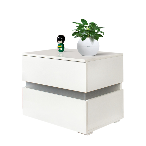 RGB LED Double Side Cabinet Bedside Table White