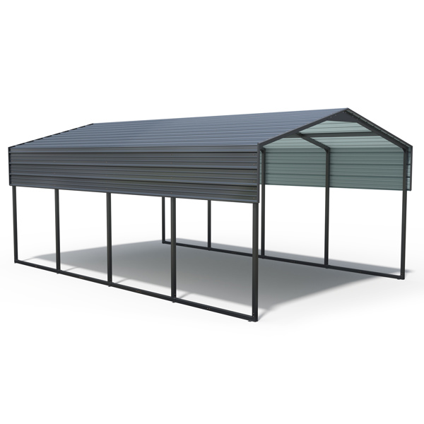 12x20 FT Metal Carport Heavy Duty with Reinforced Frame, Outdoor Garage Multi-Use Shelter Canopy Car Shelter for Pickup, Boat, Car and Tractors