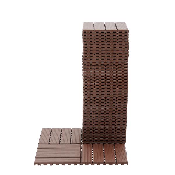 Plastic Interlocking Deck Tiles,44 Pack Patio Deck Tiles,12"x12" Square Waterproof Outdoor All Weather Use, Patio Decking Tiles for Poolside Balcony Backyard, Brown