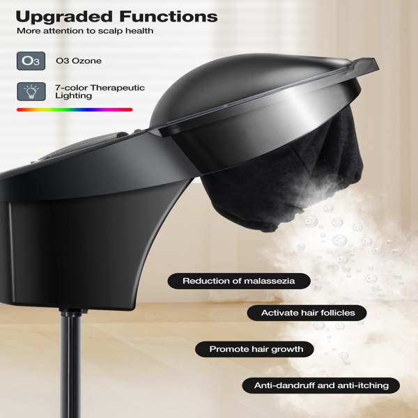 Hair Steamer for Deep Conditioning w/7 Color Light & Ozone, Micro Mist Scalp Hydration Steamer for Hair Treatment for Natural/Black Hair w/Adjustable Temp, for Barber