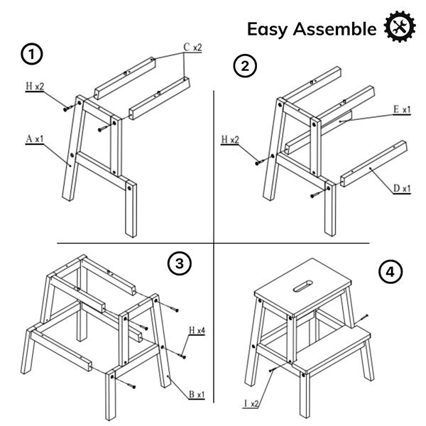 Acacia Wood Two Steps Stool Small Size Rectangle Top Best Ideas For Kitchen Living Room End Tables For Sofas Sub-stool for Living Room Bedside Strong Weight Capacity Upto 250 LBS