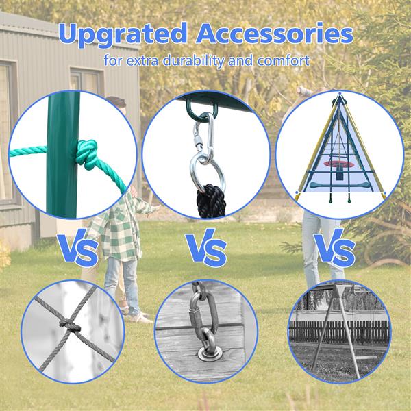 Indoor/Outdoor Metal Swing Set with Safety Belt for Backyard