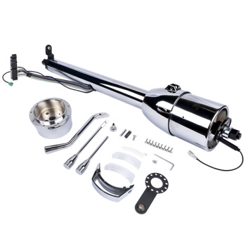 28\\" Chrome Automatic GM Universal Steering Column w/ 9 Hole Wheel Adapter No Key