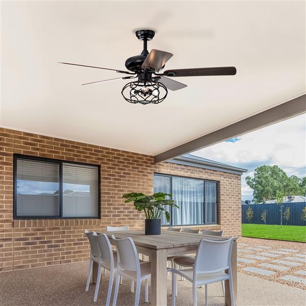 Low Profile Ceiling Fan with Lights(no include bulb),Blade Dark Wood  52-inch Ceiling Fan (Optional Remote&2 Color Option Blades)